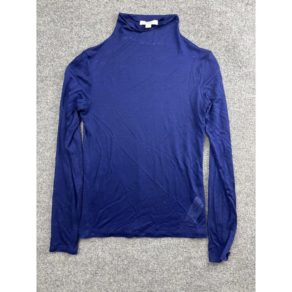 Vince Shirt Womens XS Blue Tencel Lyocell Lightweight Long Sleeve Mock Neck Top